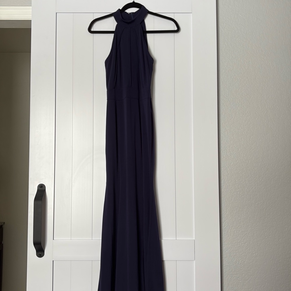 Navy high neck dress